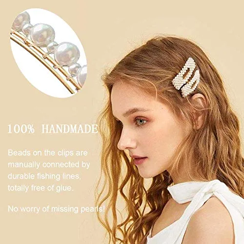 15 Pcs Pearl Hair Clip for Women Acrylic Hair Clips Handmade Pearl Hair Pins for Girls Hair Barrettes for Women Fashion Hair Accessories for Party Wedding gift for Christmas birthday holiday Seasons