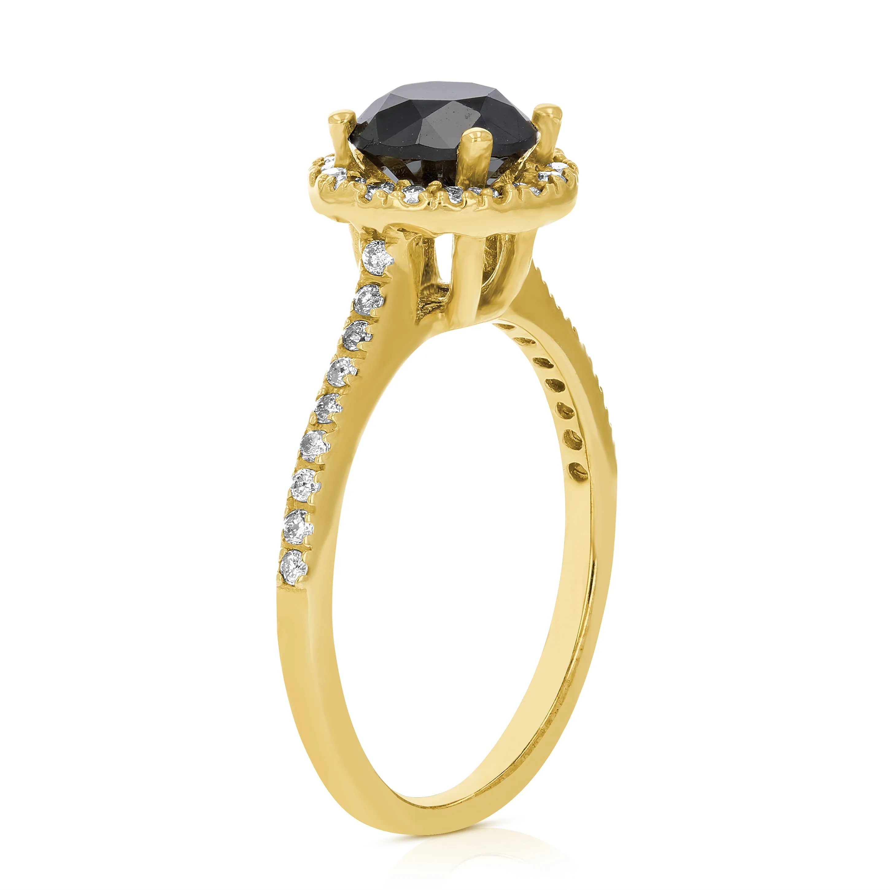 1.50 cttw Black Diamond Engagement Ring in 10K Yellow Gold