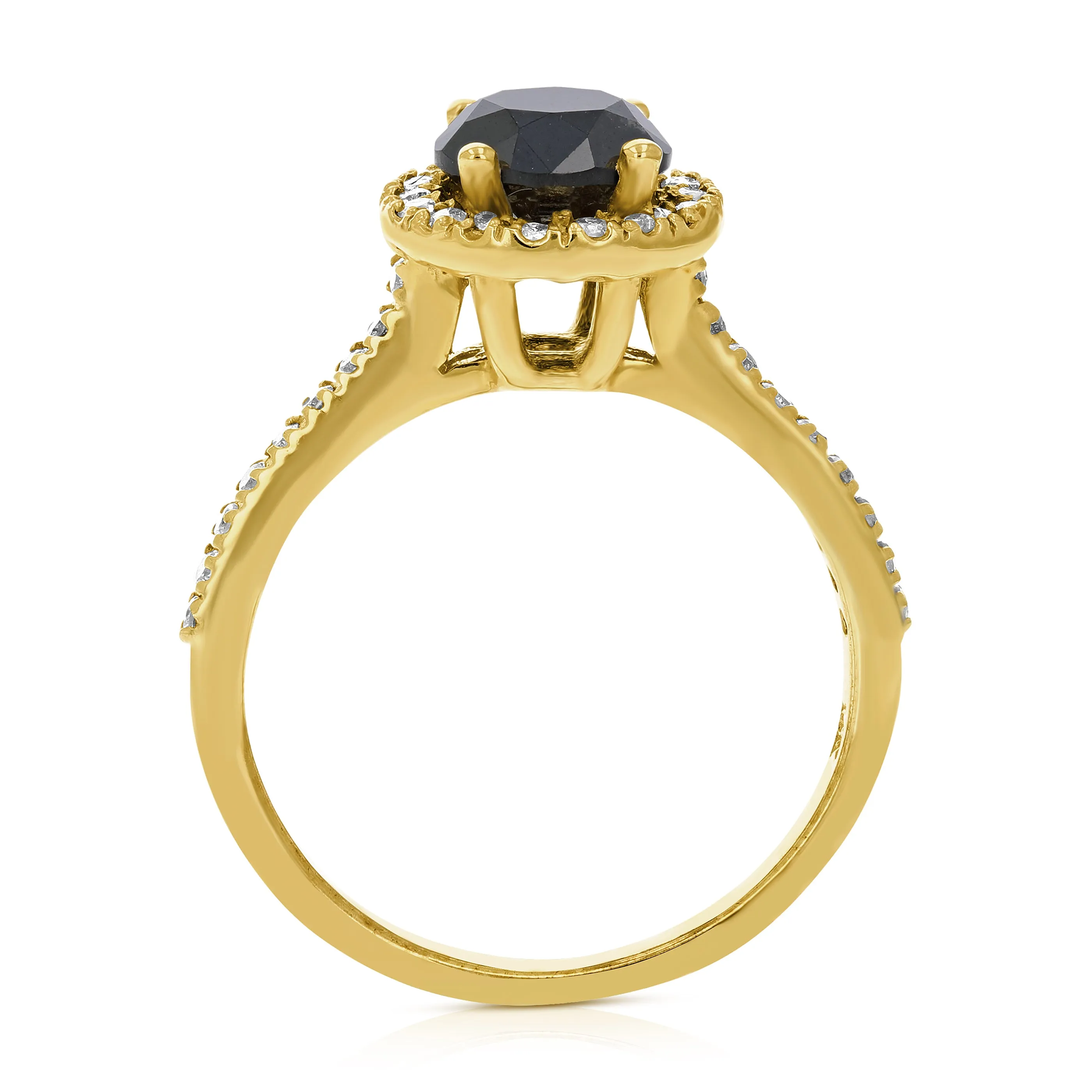 1.50 cttw Black Diamond Engagement Ring in 10K Yellow Gold
