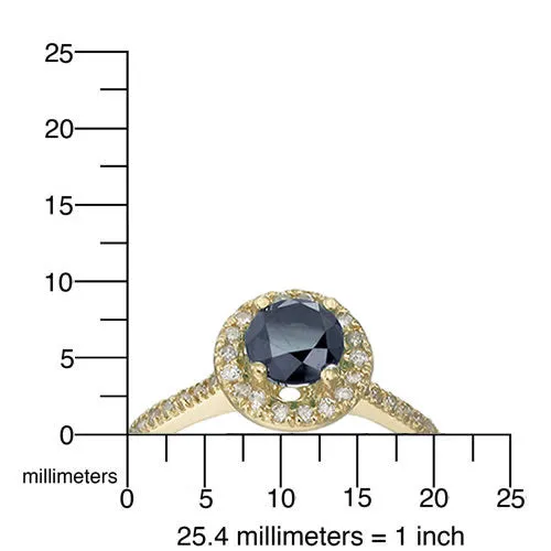 1.50 cttw Black Diamond Engagement Ring in 10K Yellow Gold