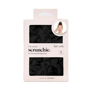 1627 Satin Sleep Scrunchies 5pc Set | Black