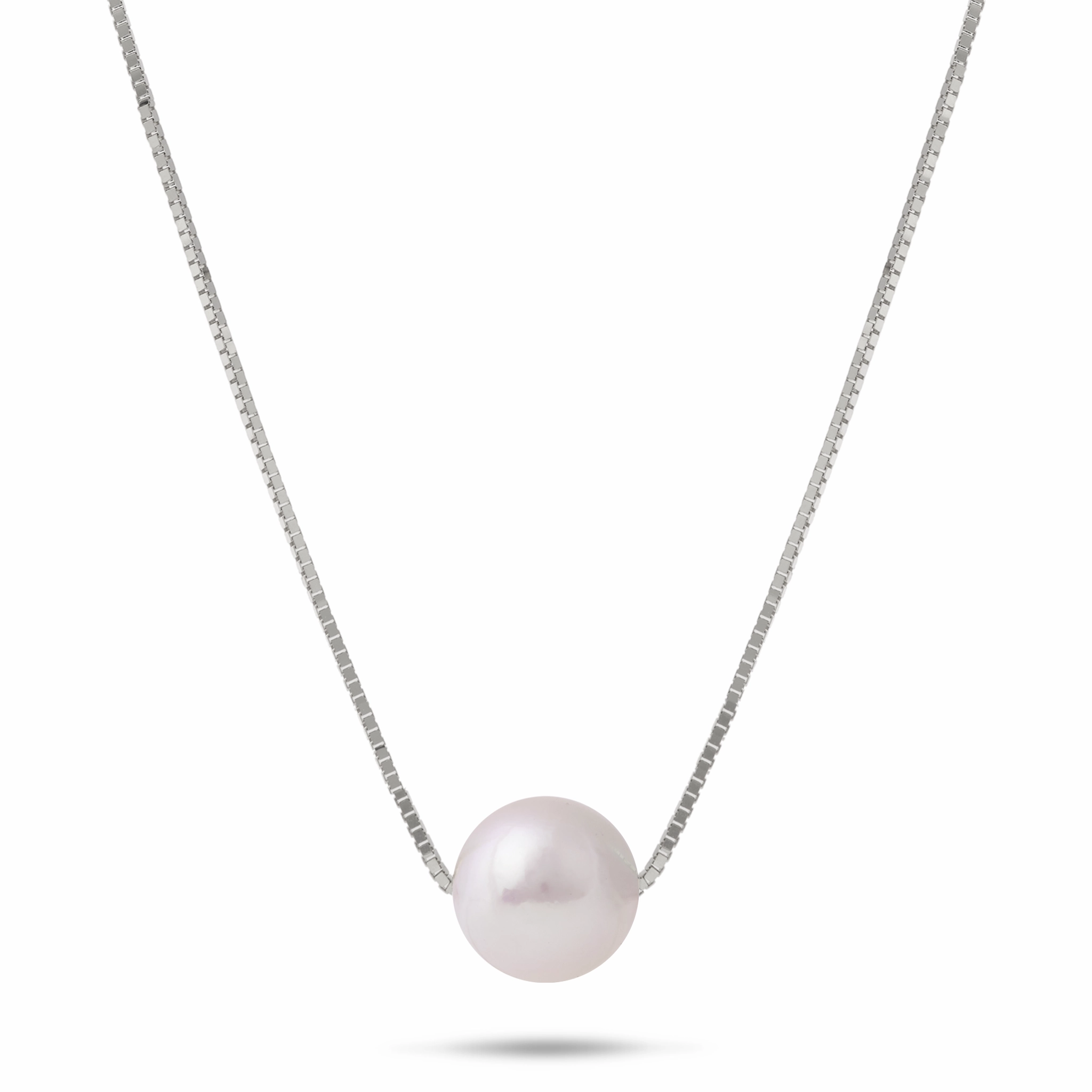 Creative Design 16-18" Adjustable Akoya White Pearl Necklace in White Gold - 8.5-9mm