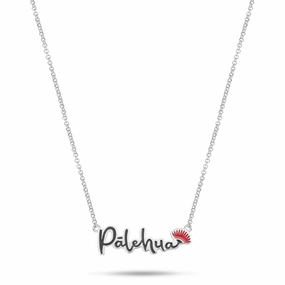 Precious Craft Allure Finish 16-18" Adjustable P??lehua Enamel Necklace in Sterling Silver