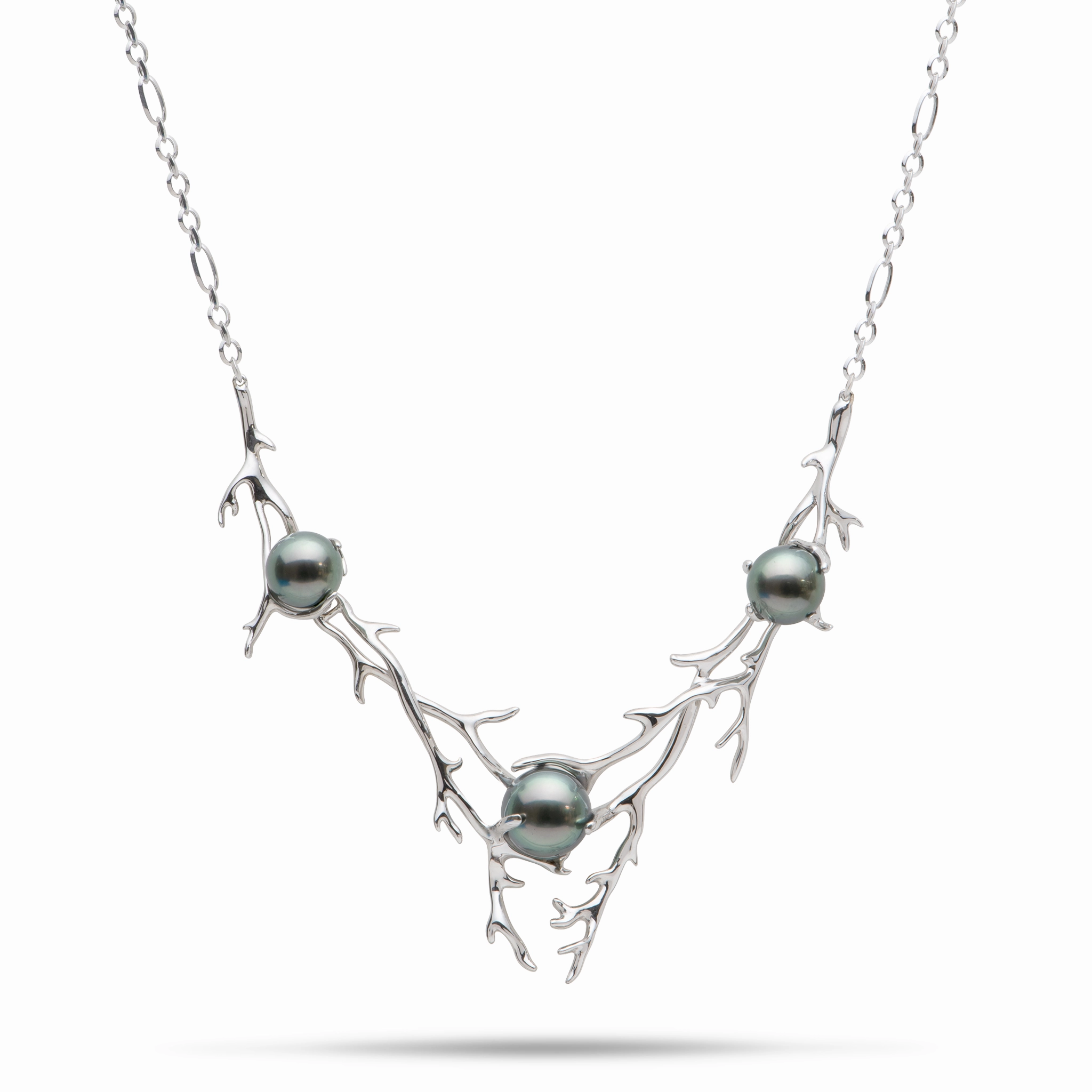 Fashion Style 16.5-18" Heritage Tahitian Pearl Necklace in White Gold