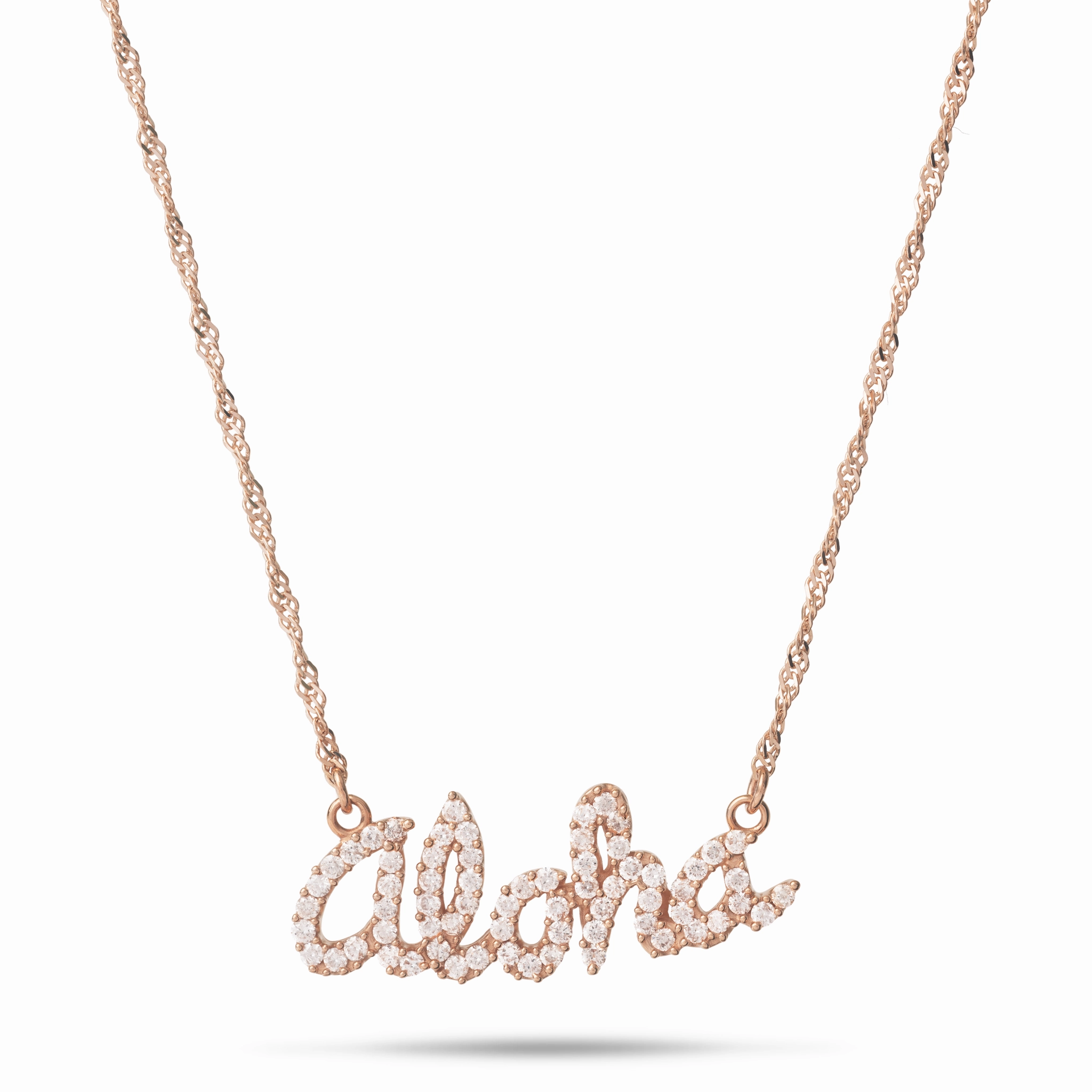 Graceful Feature 16" Aloha Necklace in Rose Gold with Diamonds