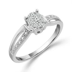 1/6ctw Diamond Oval Cluster White Gold Promise Ring - Size 7
