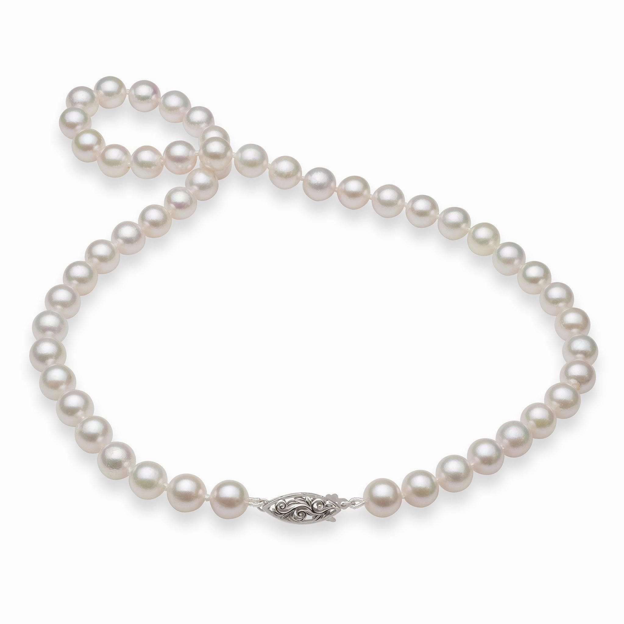 Vibrant Accessories Modern Mood 18-19" Akoya White Pearl Strand with White Gold Clasp - 8-8.5mm