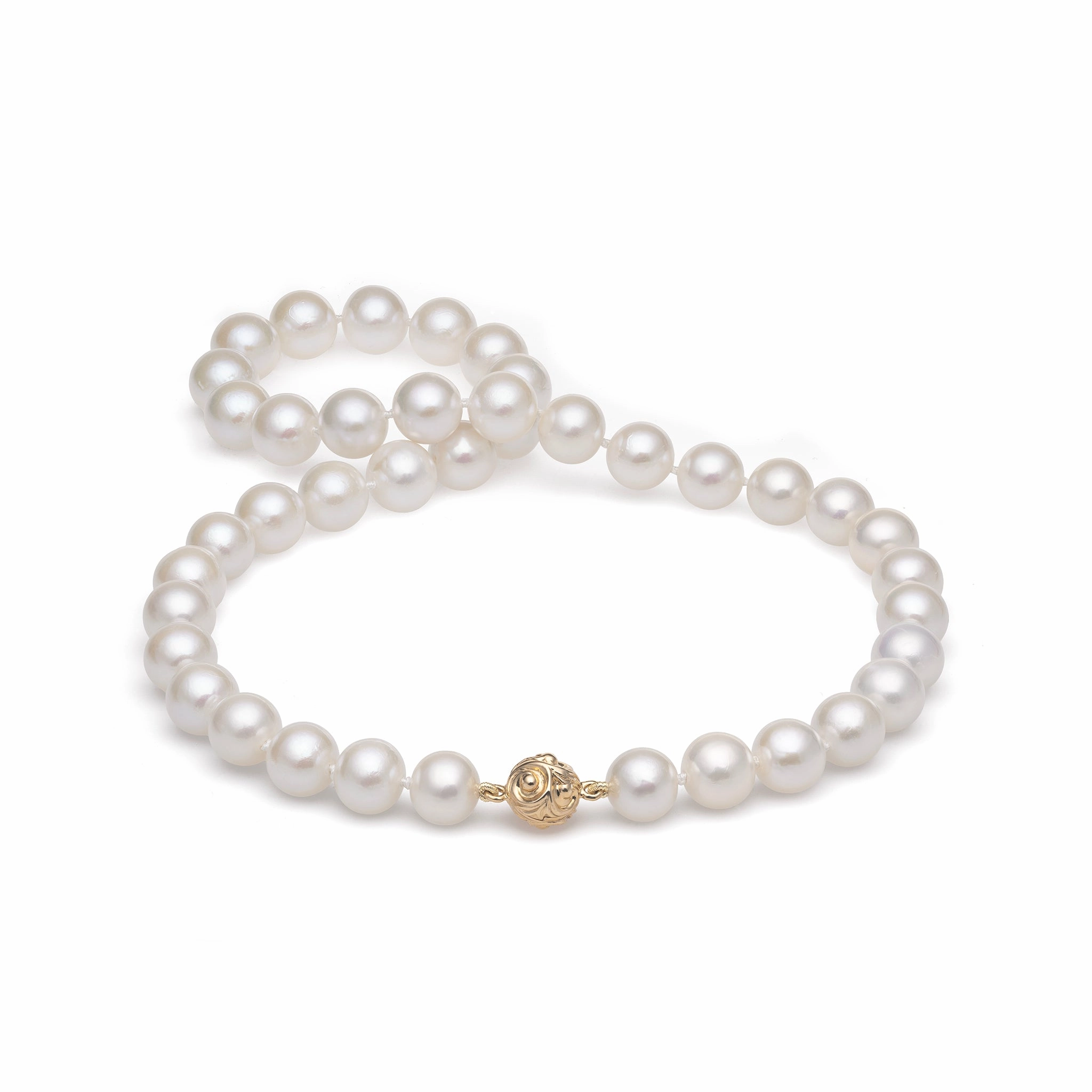Luminous Edge 18-19" Freshwater White Pearl Strand with Magnetic Gold Clasp - 9-11mm