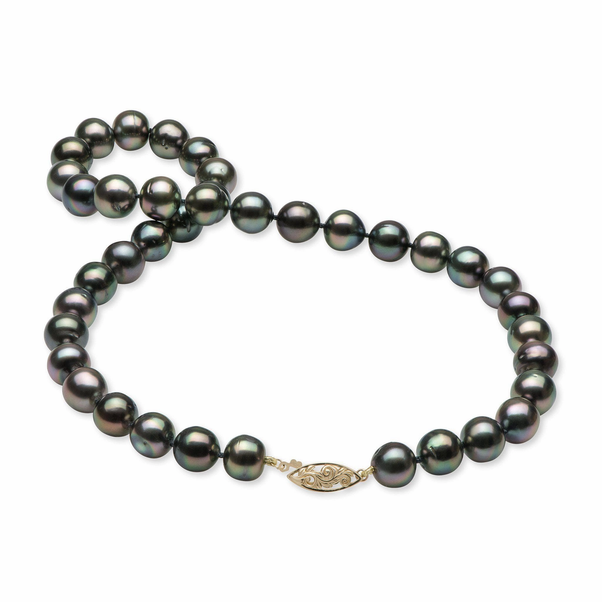 18-19" Tahitian Black Pearl Strand with Gold Clasp - 10-12mm Luxe Glow Infinite Style