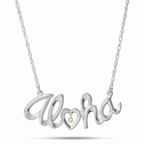 Brunch Look Distinctive Touch Pieces 18" Aloha Necklace in Sterling Silver with Diamond