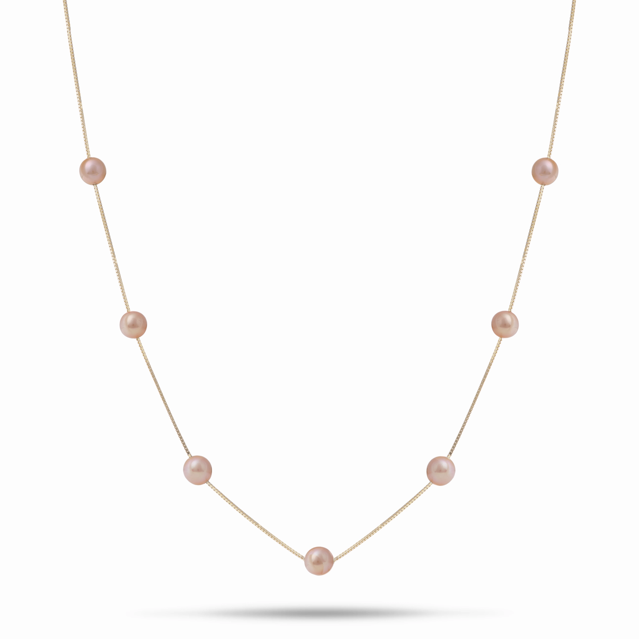 18" Freshwater Pearl Necklace in Gold - 5-6mm Shiny Glam