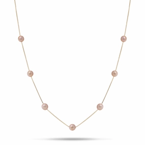 18" Freshwater Pearl Necklace in Gold - 5-6mm Shiny Glam