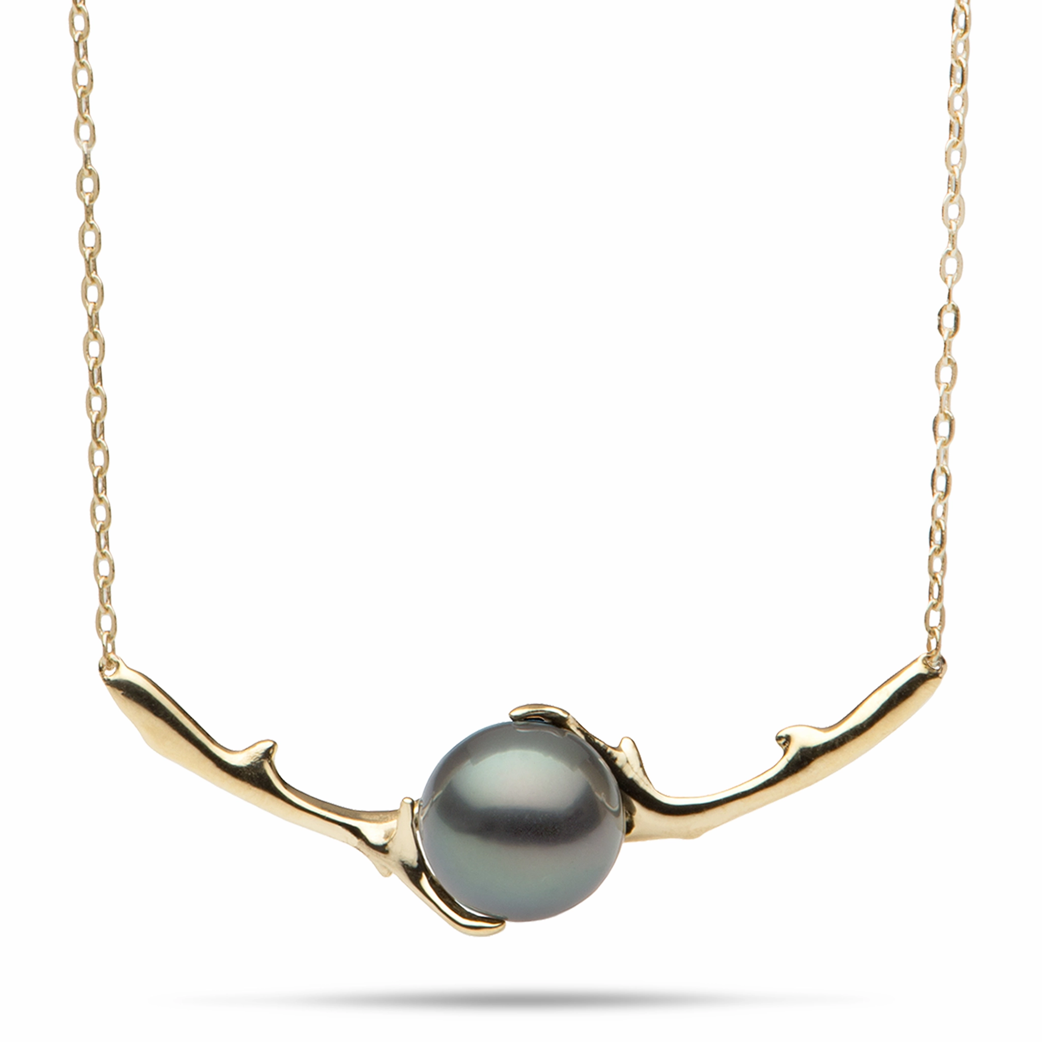 18" Heritage Tahitian Pearl Necklace in Gold Modern Contour Captivating Accent