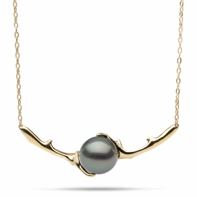 18" Heritage Tahitian Pearl Necklace in Gold Modern Contour Captivating Accent