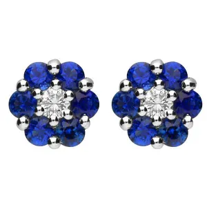 18ct White Gold 0.43ct Sapphire and Diamond Cluster Earrings