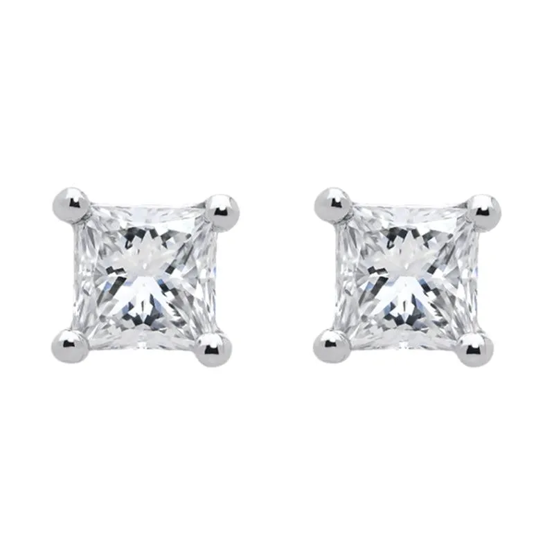 18ct White Gold Square .2ct Diamond Solitaire Stud Earrings