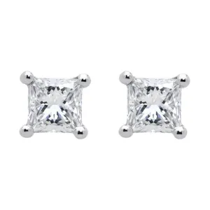 18ct White Gold Square .2ct Diamond Solitaire Stud Earrings