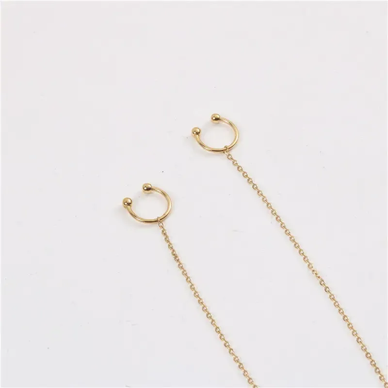 18K Gold-Filled Chain Cuff Earrings