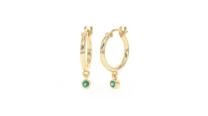 18K Gold Hoop Earrings for Women - Authentic 925 Sterling Silver Hoop Earrings with Emerald Crystal - Hypoallergenic May Birthstone Gift for Mothers Day