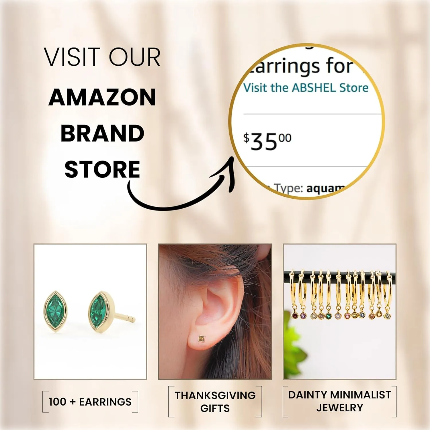 18K Gold Hoop Earrings for Women - Authentic 925 Sterling Silver Hoop Earrings with Emerald Crystal - Hypoallergenic May Birthstone Gift for Mothers Day
