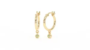 18K Gold Hoop Earrings for Women - Authentic 925 Sterling Silver Hoop Earrings with Peridot Crystal - Hypoallergenic August Birthstone Gift for Mothers Day