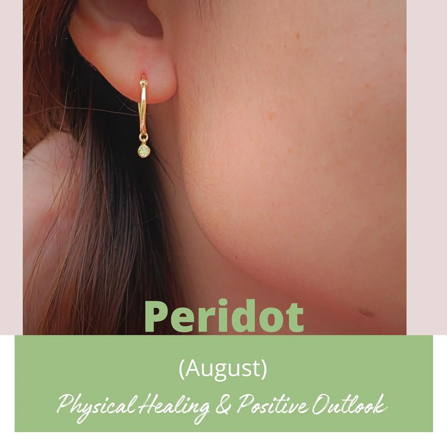 18K Gold Hoop Earrings for Women - Authentic 925 Sterling Silver Hoop Earrings with Peridot Crystal - Hypoallergenic August Birthstone Gift for Mothers Day