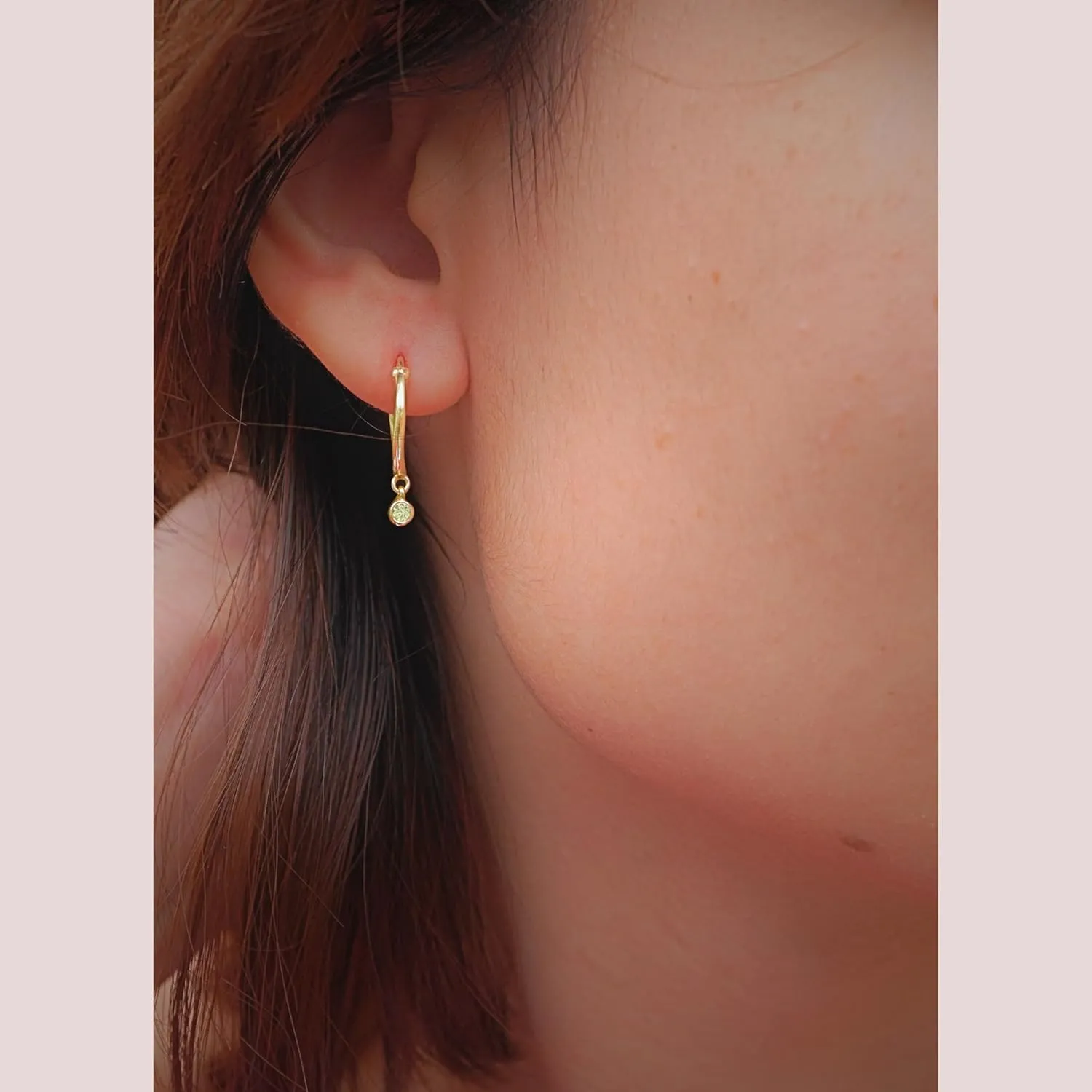 18K Gold Hoop Earrings for Women - Authentic 925 Sterling Silver Hoop Earrings with Peridot Crystal - Hypoallergenic August Birthstone Gift for Mothers Day