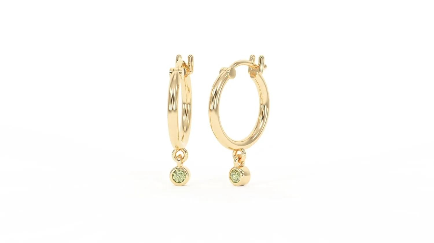 18K Gold Hoop Earrings for Women - Authentic 925 Sterling Silver Hoop Earrings with Peridot Crystal - Hypoallergenic August Birthstone Gift for Mothers Day