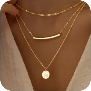 18K Gold Plated Layered Necklaces for Women - Dainty Gold Necklaces, Layered Initial Necklaces for Women Gold, Choker Necklace, Gold Layering Necklaces, Stacked Necklaces for Women, Gold Jewelry Set