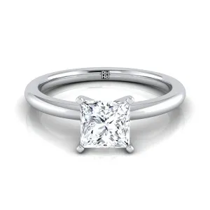 18K White Gold Princess Cut  Round Comfort Fit Claw Prong Solitaire Engagement Ring