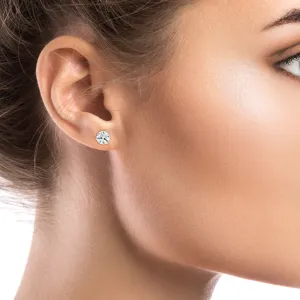 18k Yellow Gold 3-prong Round Brilliant Diamond Stud Earrings (2.09 Ct. T.w., Vs1-vs2 Clarity, H-i Color)