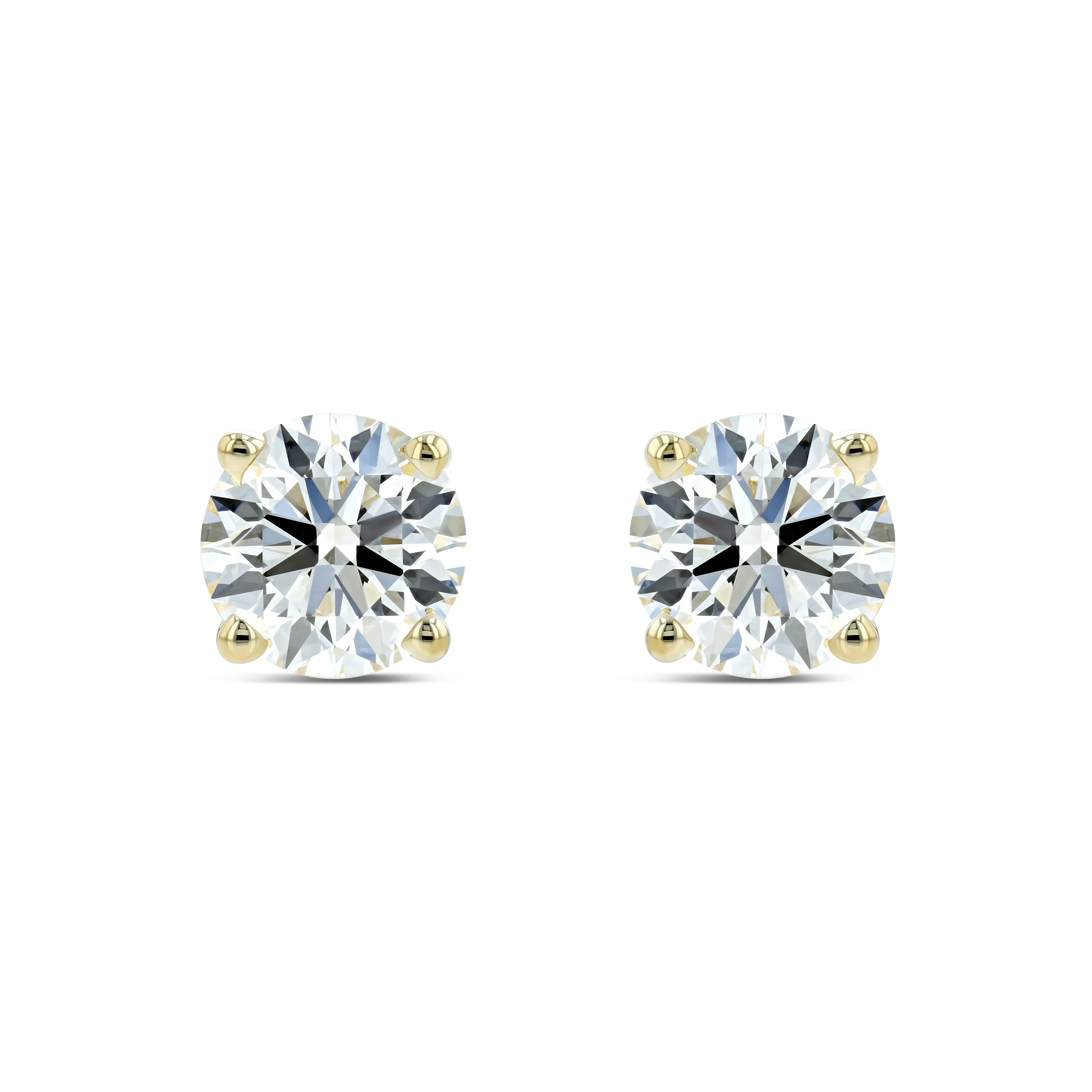 18k Yellow Gold 4-prong Round Diamond Stud Earrings 1ctw (5.00mm Ea), H Color, Si3-i1 Clarity