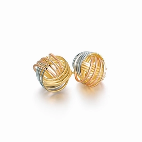 18K Gold Plated Multi Color Twisted Knot Stud Earrings Trendy Item Circular Trinket