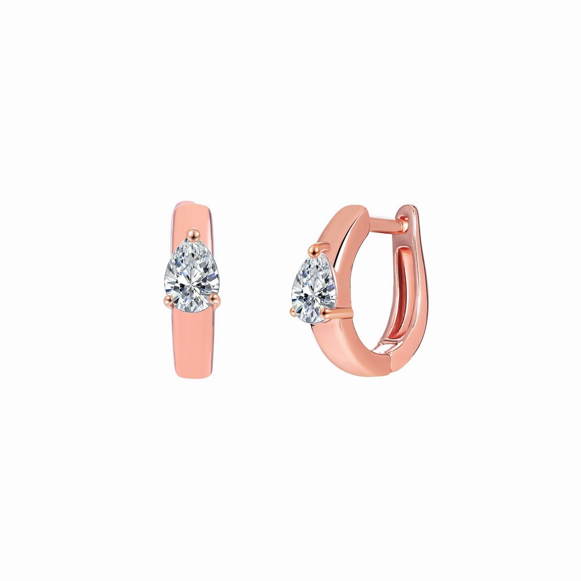 Durable Style 18K Gold Plated Teardrop Cut Crystal Huggie Earrings