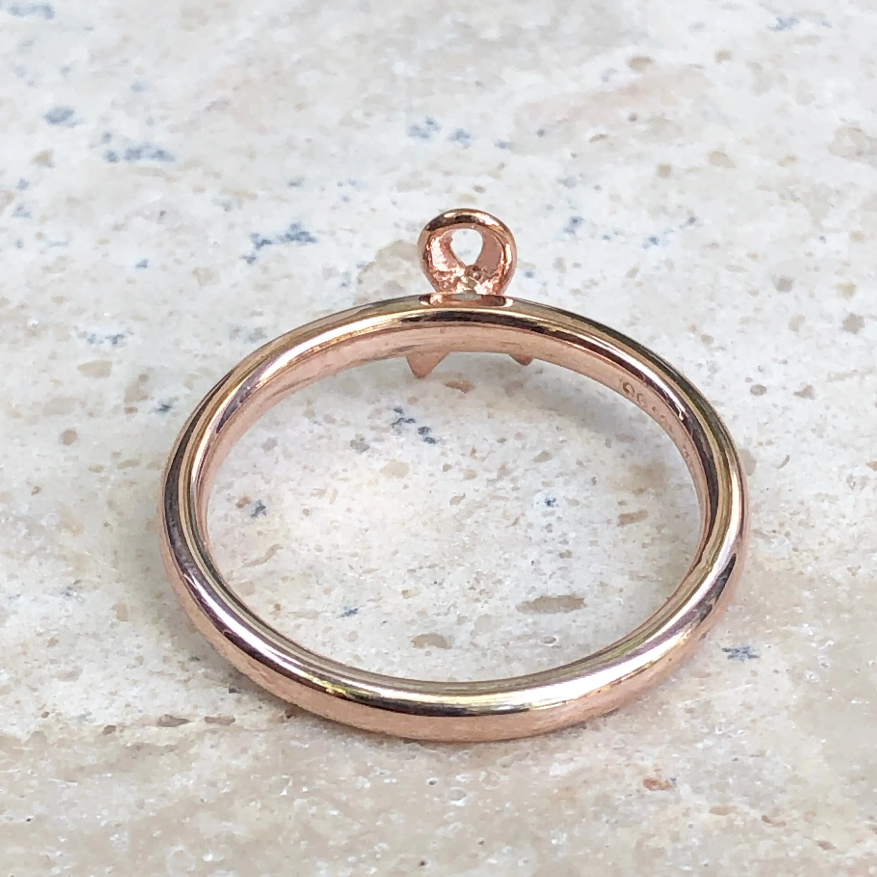 18KT Rose Gold Plated Sterling Silver Breast Cancer Awareness Ribbon Ring