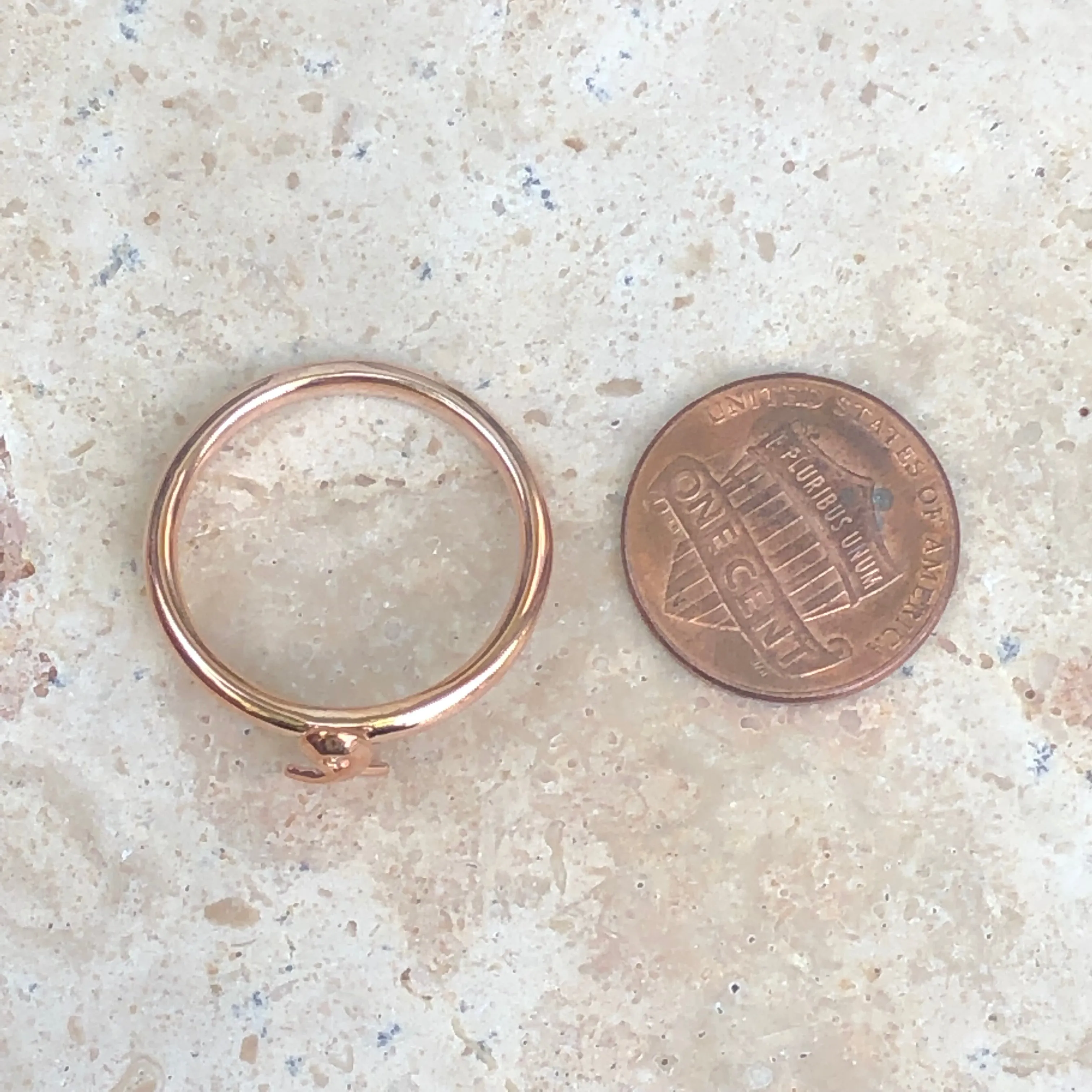 18KT Rose Gold Plated Sterling Silver Breast Cancer Awareness Ribbon Ring