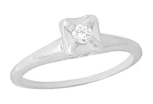 1950's ArtCarved Illusion Solitaire Diamond Vintage Engagement Ring in 14K White Gold | 0.07 Carat
