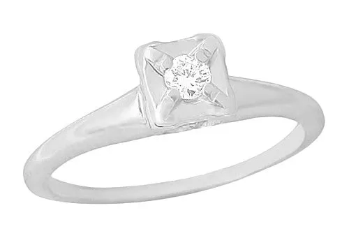 1950's ArtCarved Illusion Solitaire Diamond Vintage Engagement Ring in 14K White Gold | 0.07 Carat