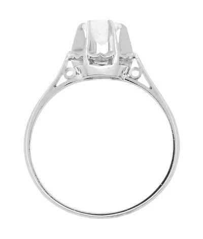 1950's Retro Moderne Buttercup Vintage Diamond Engagement Ring in Platinum