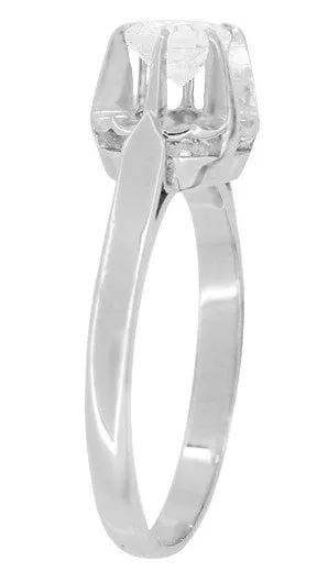 1950's Retro Moderne Buttercup Vintage Diamond Engagement Ring in Platinum