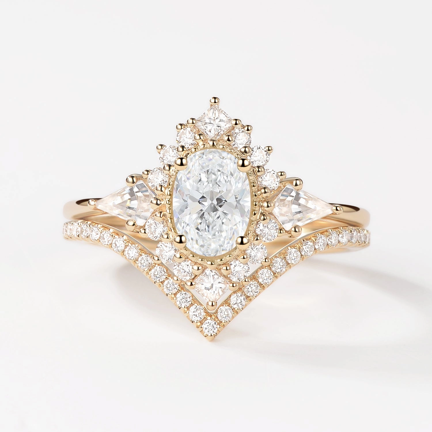 Fashion Layer Urban Style 1.0-2.0ct Oval & Kite Lab Grown Diamond Ring Set