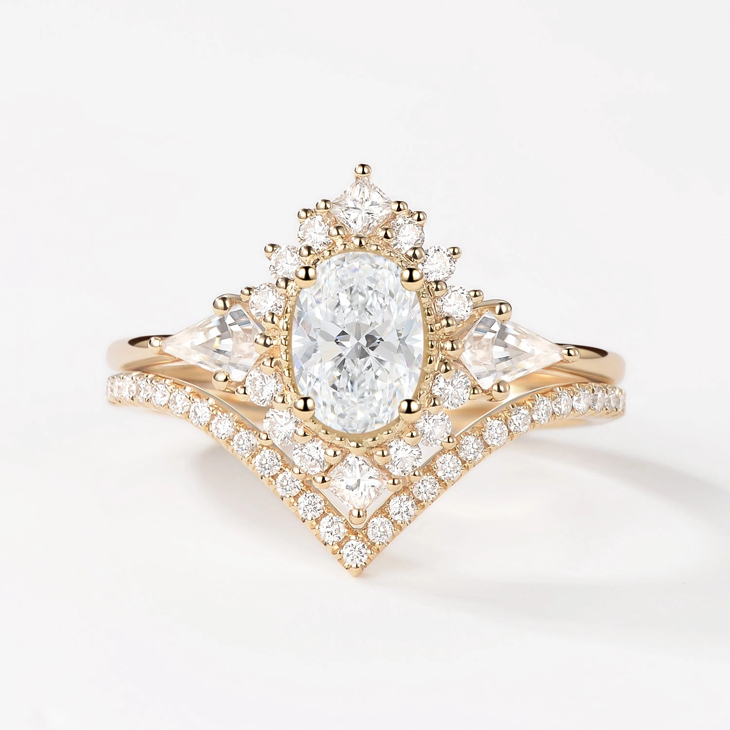 1.0-2.0ct Oval & Kite Lab Grown Diamond Ring Set Lively Detail