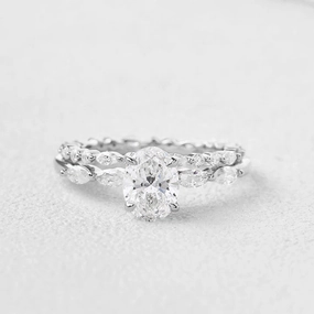 Polished Accessory Modern Fashion 1.0-2.0ct Oval Lab Grown Diamond Pave Vintage Solitaire Ring Set 2pcs