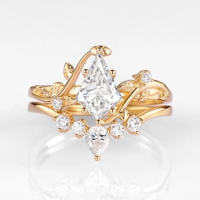 1.0ct Kite Lab Grown Diamond Leafy Ring Set 2pcs - Willow Gloss Shine