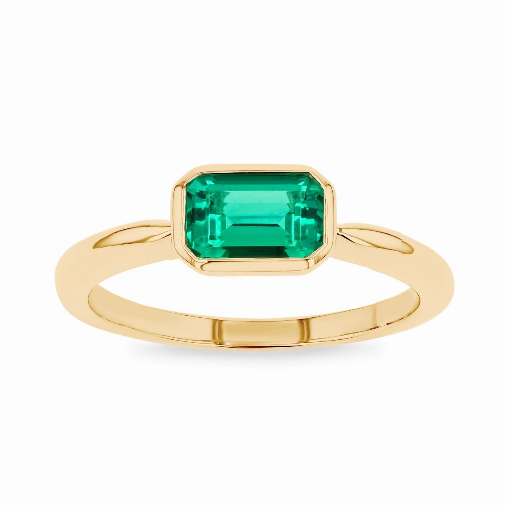 Brilliant Work gift for kids 1/2 ctw Emerald Lab Grown Gemstone East West Bezel Pinky Ring