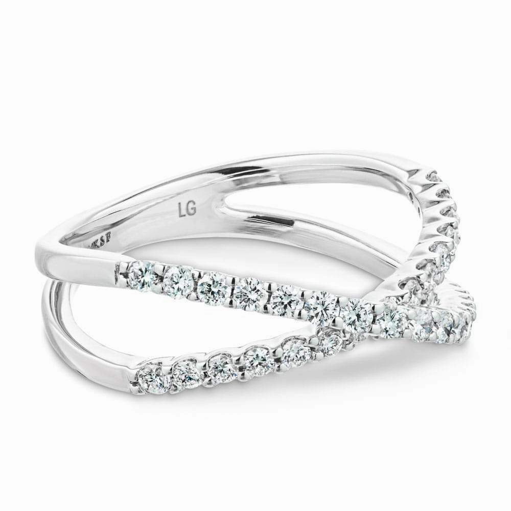 1/2 ctw Round Lab Grown Diamond Criss Cross Ring Secure Design