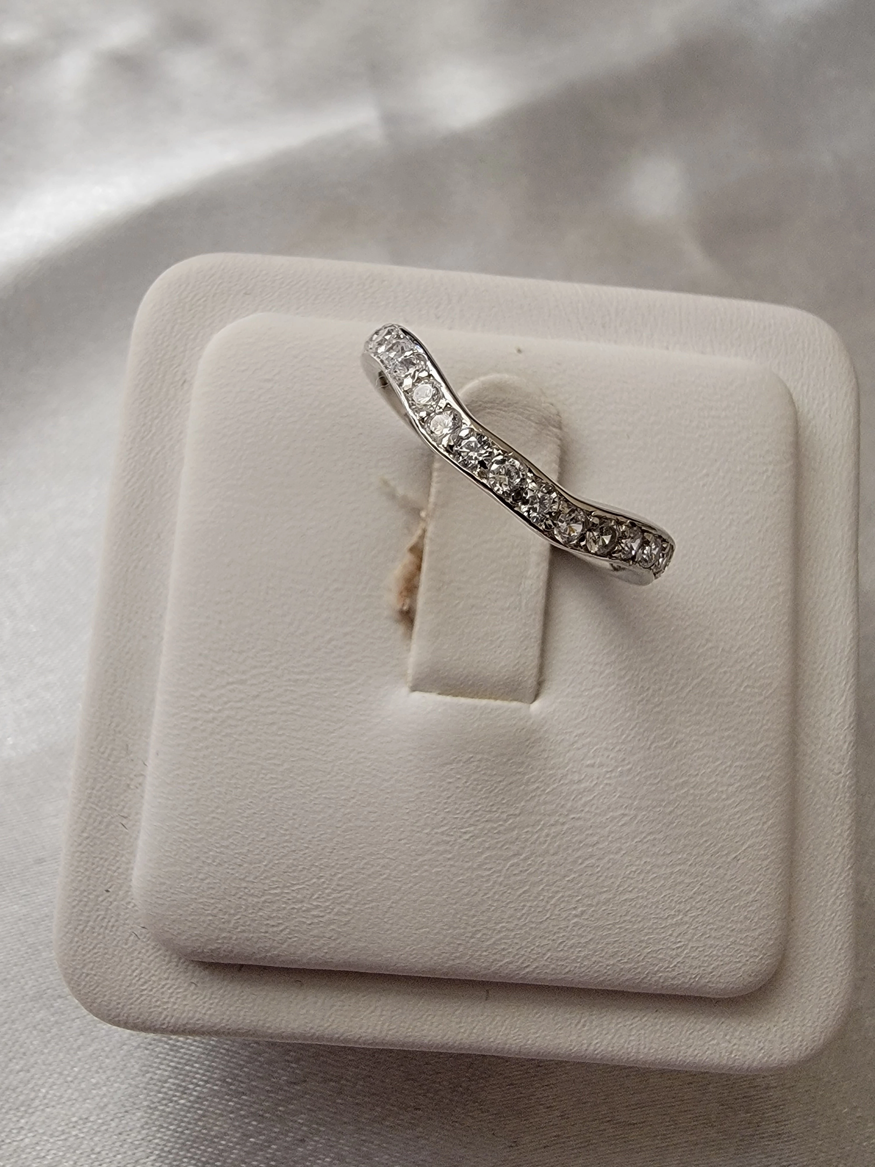 Glamorous Adornment 1/2ct Brilliant Cut Bridal Curve Wedding Band Engagement Ring Diamond Simulated 925 Sterling Silver Anniversary Ring SKU:00221