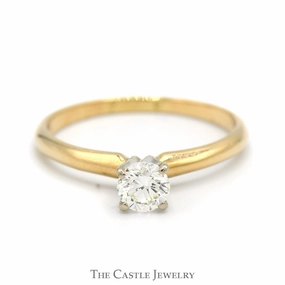 Beautiful Expression Superior Embellishment 1/2ct Round Diamond Solitaire Engagement Ring in 14k Yellow Gold