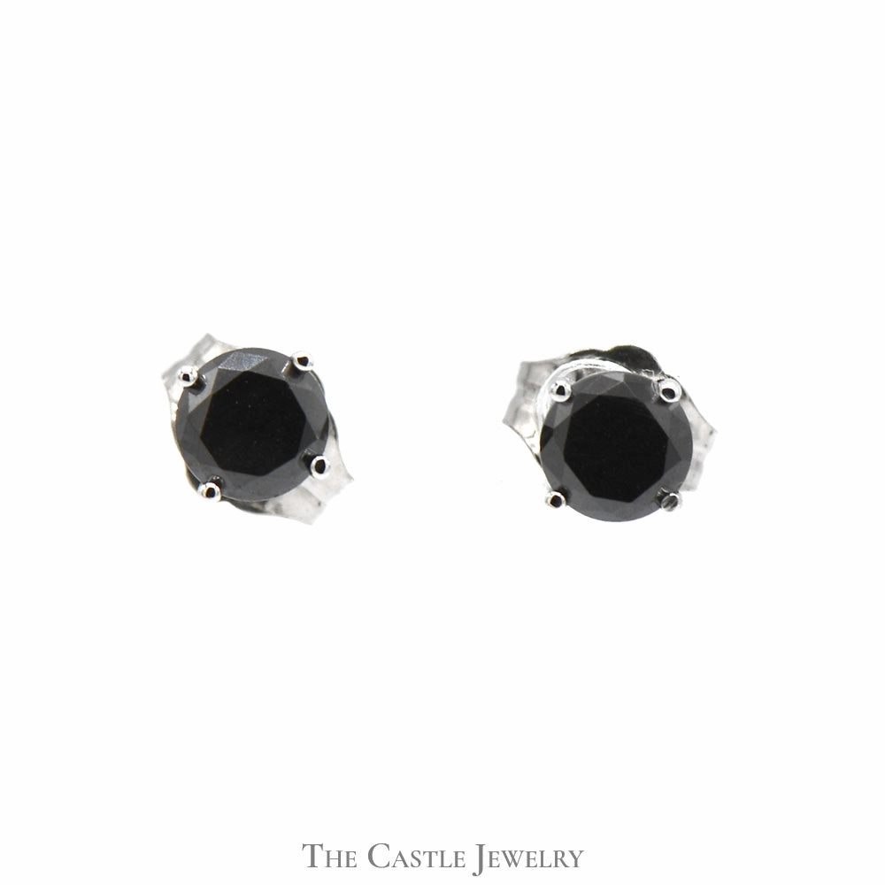 1/2cttw Black Diamond Stud Earrings in 14k White Gold Contemporary Essential