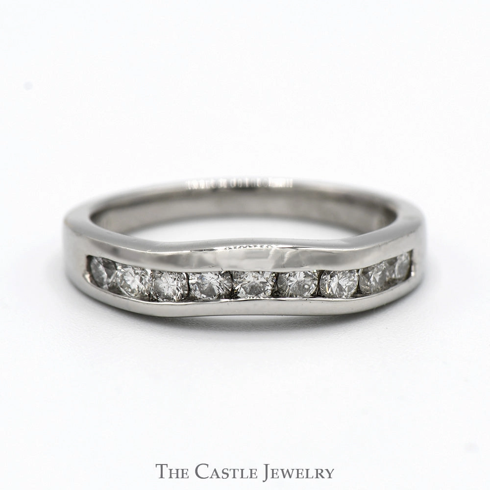 Dainty Touch Break Resistant 1/2cttw Curved Channel Set Diamond Wedding Band in Platinum